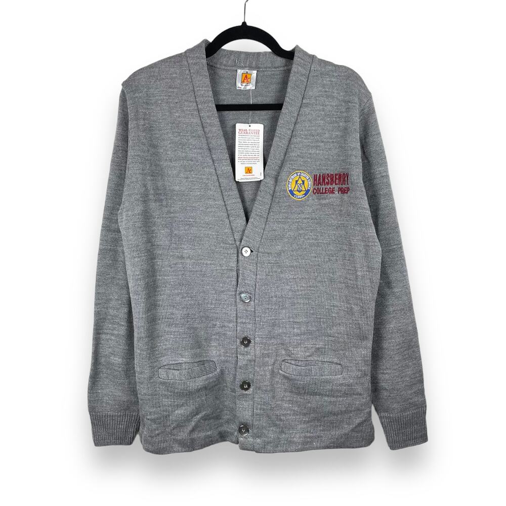 Vintage 1999 Embroidered Prep School Uniform Cardigan Button Sweater Sz M